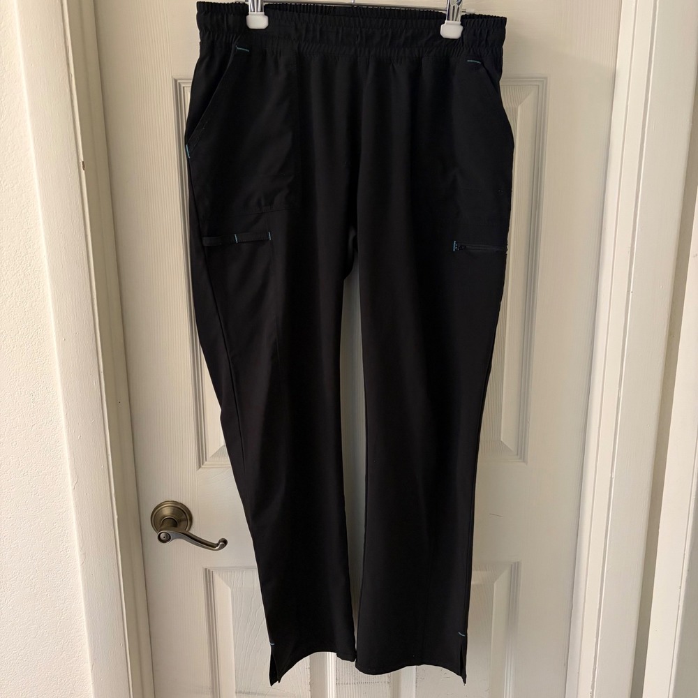 Scrubstar Womens Black Performance Scrub Pants Medium Medical Uniform Stretch
